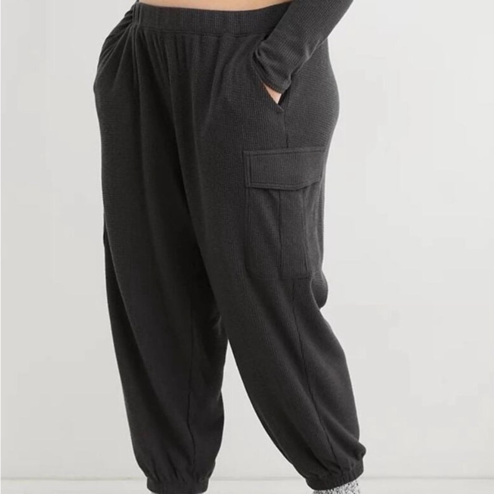 Aerie Waffle Knit Cargo Jogger Lounge Pants with Pockets